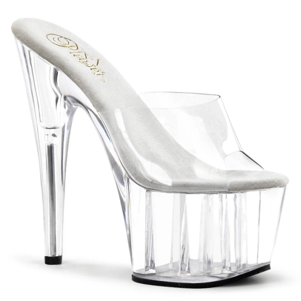PLEASER Clear stiletto platform heels